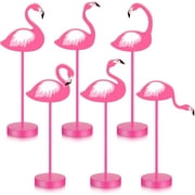 ZJbiubiuHome 6 Pcs Flamingo Wood Tall Standing Block Set Tropical Table Centerpieces Toppers Summer Pink Flamingo Table Sign for Home Office Desk Tier Tray Decor Party Supplies