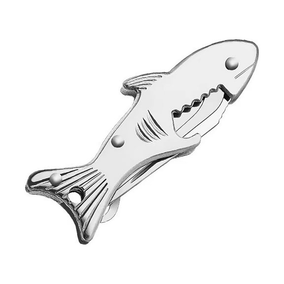 Ikohbadg Shark Bottle Opener Keychain Beer Opener Tool Key Chain, Women Men Gift for Christmas and Birthday, Silver