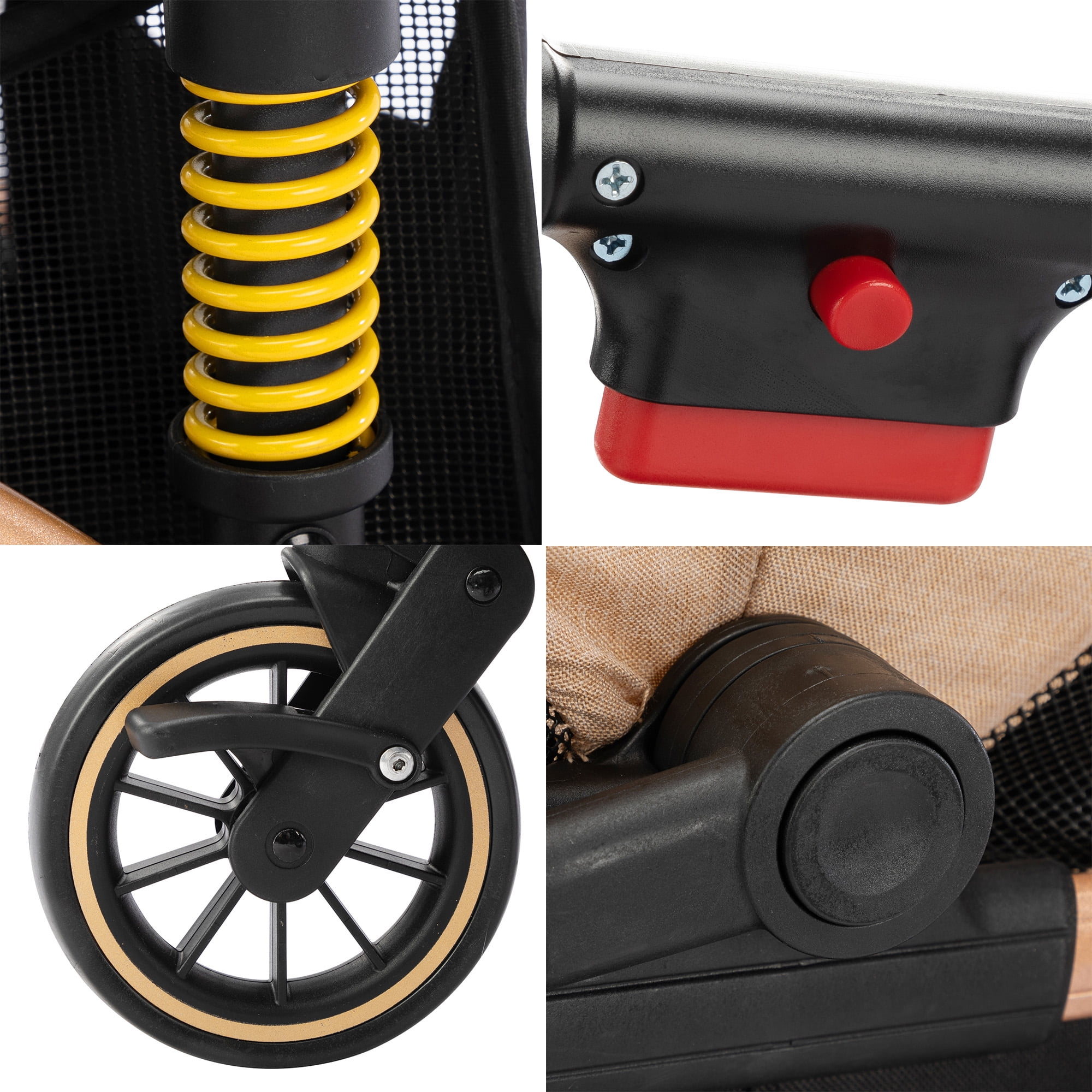 Pefilos 4 Wheels Pet Stroller Folding Lightweight Dog Stroller with Detachable Carrier & Storage Basket, Dog Cat Travel Stroller for Puppies, Doggies, Kitties, Black