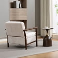 thumbnail image 6 of CQSXDA Mid Century Modern Accent Storage Chair Upholstered Fabric with Waist Cushion for Living Room or Bedroom, Antique White, 6 of 12