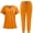 04-Orange, variant on Scrub Sets for Woman Solid Color V-Neck Short Sleeve Long Pants Nurse Uniform with Pock Wine L