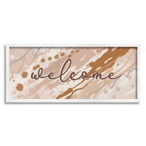 Stupell Industries Welcome Greeting Sign Abstract Geode Pattern Warm Tones Graphic Art White Framed Art Print Wall Art, 30x13, by Jennifer Ellory