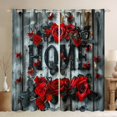thumbnail image 1 of Rideaux Occultants Roses Rouges pour Fenêtres 30 %-50 %, Rideaux en Bois Rustique de Ferme Turquoise pour Salon, Rideaux Romantiques pour la Saint-Valentin 52Wx63L 2 Panneaux, 1 of 6