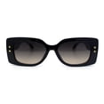 thumbnail image 2 of Womens Star Stud Rectangle Mod Thick Temple Plastic Retro Sunglasses Black - Black Brown, 2 of 5