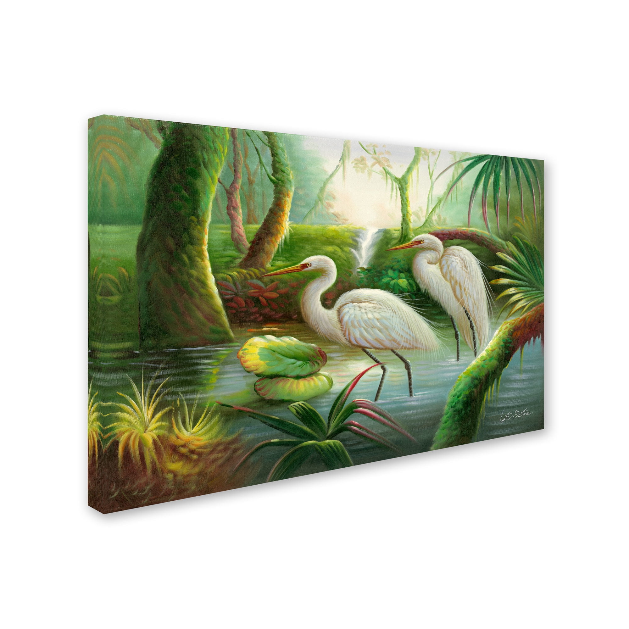 Trademark Fine Art "Two Herons" Canvas Art by Victor Giton