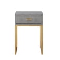 thumbnail image 3 of Nicole Miller Jaheim Faux Shagreen End Table with 1 Drawer, Grey/Gold, Sturdy Home Living, 3 of 7