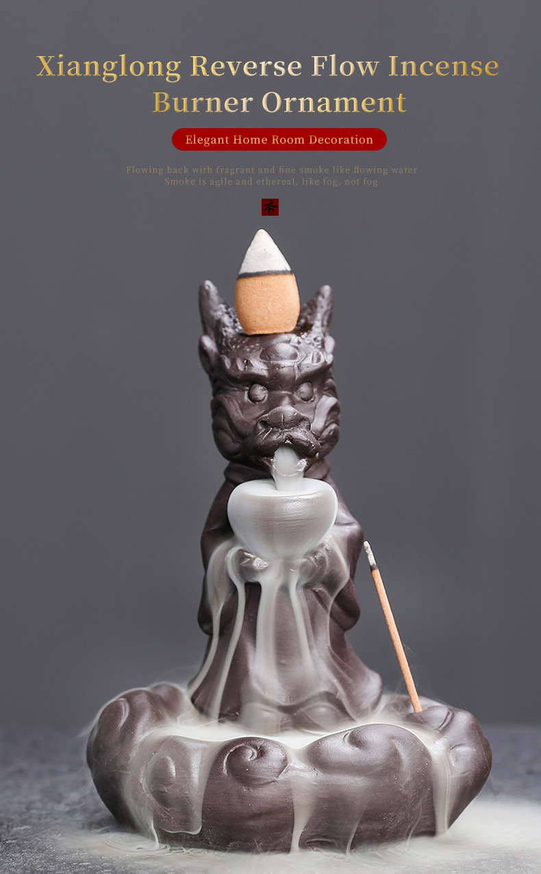 Dragon King Backflow Incense Burner Ceramic Incense Holder Home Decor Aromatherapy Relaxation Gifts for Home Office