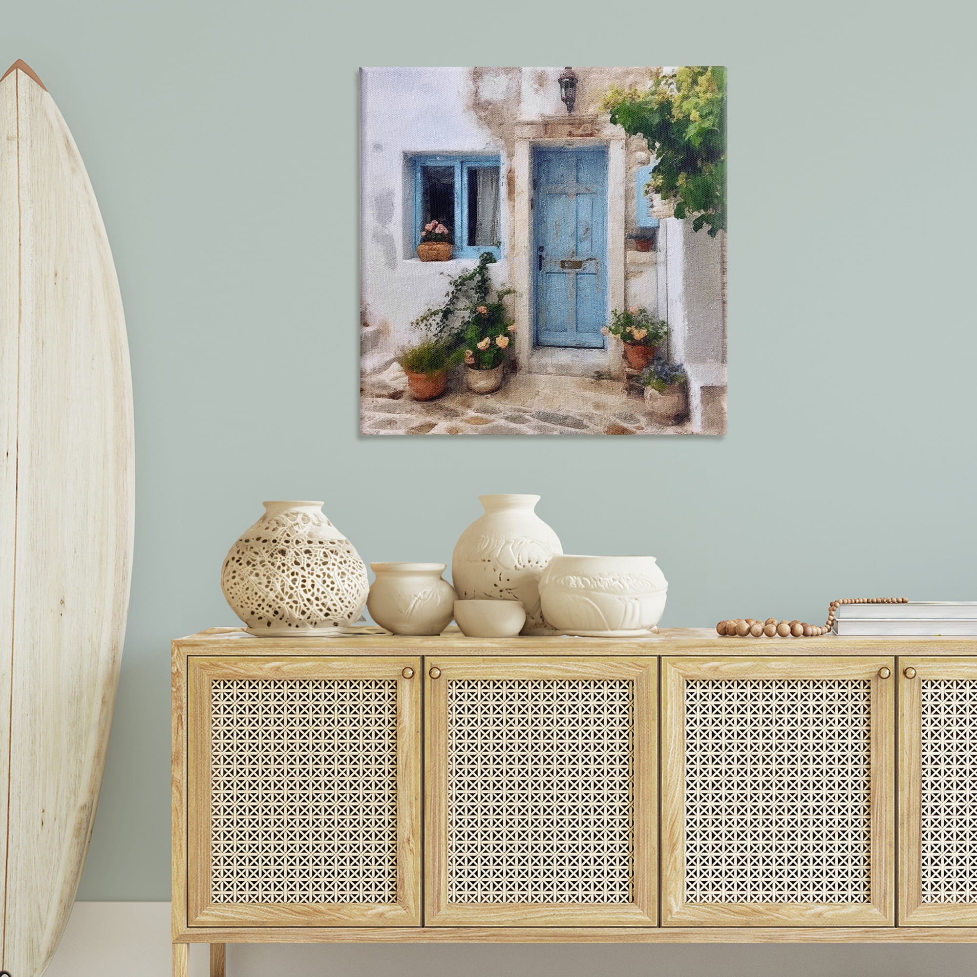 Stupell Industries Greek Door Architecture Town & City Painting Gallery Wrapped Canvas Art Print Wall Art, 36 x 36