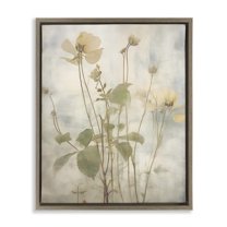 Stupell Industries Soft Botanicals Pattern Plants & Flowers Painting Brown Floater Framed Canvas Art Print Wall Art, 25 x 31