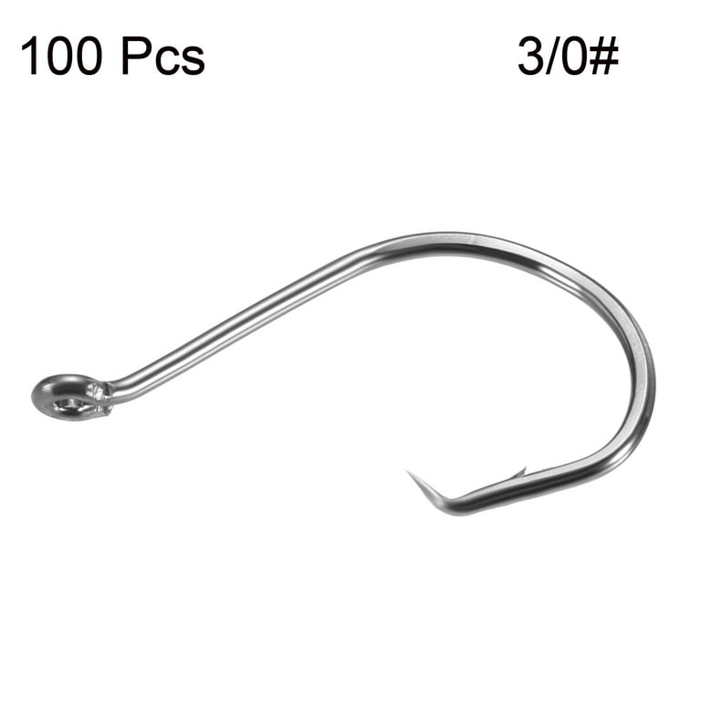 Uxcell 3/0#Carbon Steel Offset Hook Fishing Circle Hooks with Barbs, Black 100 Pack, Size: 34mm/1.34