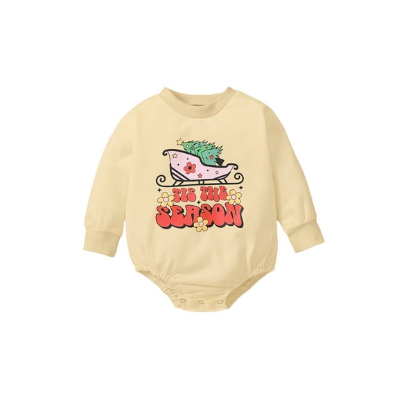 Gureui Newborn Infant Baby Girls Boys Autumn Casual Romper, Long Sleeve O Neck Christmas Cartoon Print Pattern Playsuit Streetwear