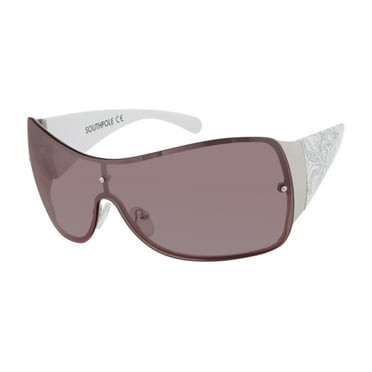 Southpole Women's 1024SP Retro Shield UV400 Protective Rectangular Fashion Sunglasses, 138mm
