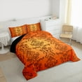 thumbnail image 2 of Manfei Vintage Damask Floral King Size Comforter Sets,Boho Flower Bedding Comforter Set,Orange Victorian Bedding Set,Breathable Bedroom Decorative Reversible,3-Piece, 2 of 7