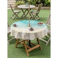 thumbnail image 4 of Outdoor Tablecloth with Umbrella Hole for Patio/Picnic/Party/Camping, Teal Beige Ombre Coastal Waterproof Table Cloth Round Cover Washable, Nautical Beach Starfish Coral Summer (Dia 60"), 4 of 8