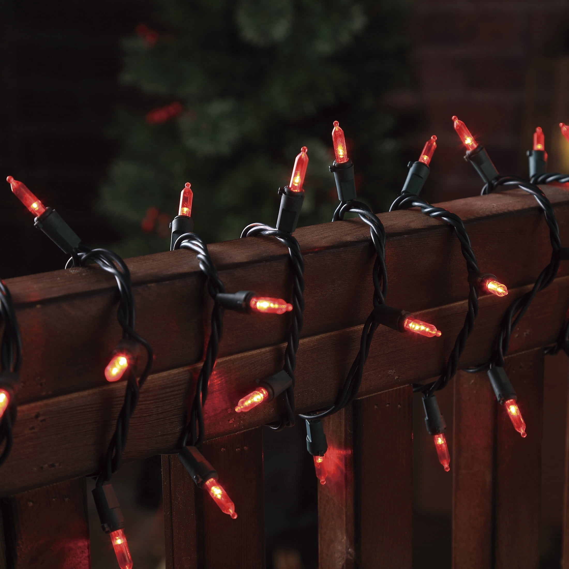 Indoor/Outdoor 300-Count LED Mini Christmas String Lights, Red, Green Wire, 62.3', by Holiday Time