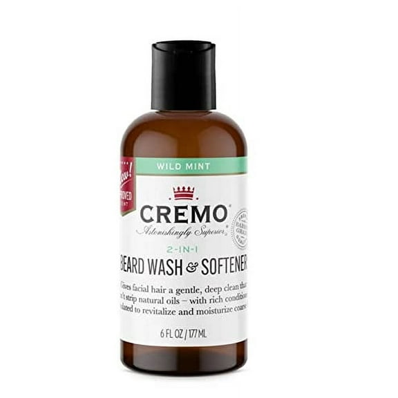 Cremo Wild Mint 2 n1 Beard and Face Wash, Specifically Designed to Clean Coarse Facial Hair, 6 Fluid Oz