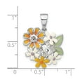 thumbnail image 3 of Sterling Silver Floral Pendant Necklace for Women with Enamel Daisies and Cubic Zirconia, Nature Inspired Spring and Summer Fashion Jewelry, 3 of 6