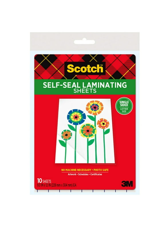 Scotch Self-Seal Single-Sided Laminating Sheets, Letter Size 10 PK