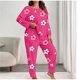 thumbnail image 2 of Enjoytime Matching Sets Women Clothing Floral Printed Crewneck Long Sleeve Tops with Pants 2 Piece Sleepwear Casual Plus Size Pajama Set, 2 of 5