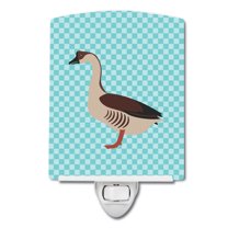 Caroline's Treasures BB8070CNL Chinese Goose Blue Check Ceramic Night Light, 6x4x3", multicolor