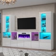 thumbnail image 6 of PLAUIN 3-Piece High Gloss Fireplace TV Stand Set, 68" TV Stand with 40" Fireplace, White, 6 of 6