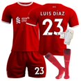 thumbnail image 1 of Sien Maillot de Soccer Domicile Ligue de Soccer 2324 Liverpool, Rouge Profond 23 LUIS DIAZ Manches Courtes Col Rond Maillot de Soccer, Ensemble de 4 Pcs Sports de Loisirs pour Adultes, 23/S, 1 of 1