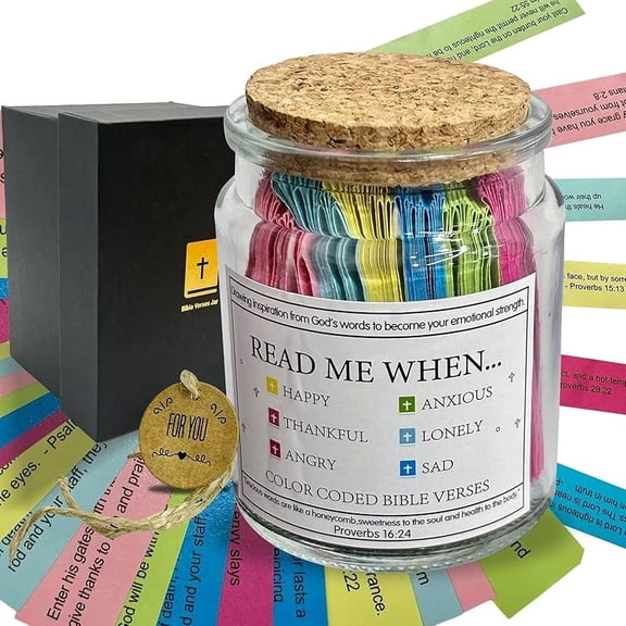 Read Me When Bible Verses Jar, Hope Jar Bible Verses, Color Coded Bible Verses in a Jar, Daily Motivational Prayer Jar, Bible Accessories, Bible Verse Cards, Christian Gifts for Women, ScriptureGifts