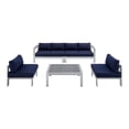 thumbnail image 2 of Modway Shore 5-Piece Fabric & Aluminum Outdoor Patio Sofa Set in Silver/Navy, 2 of 5