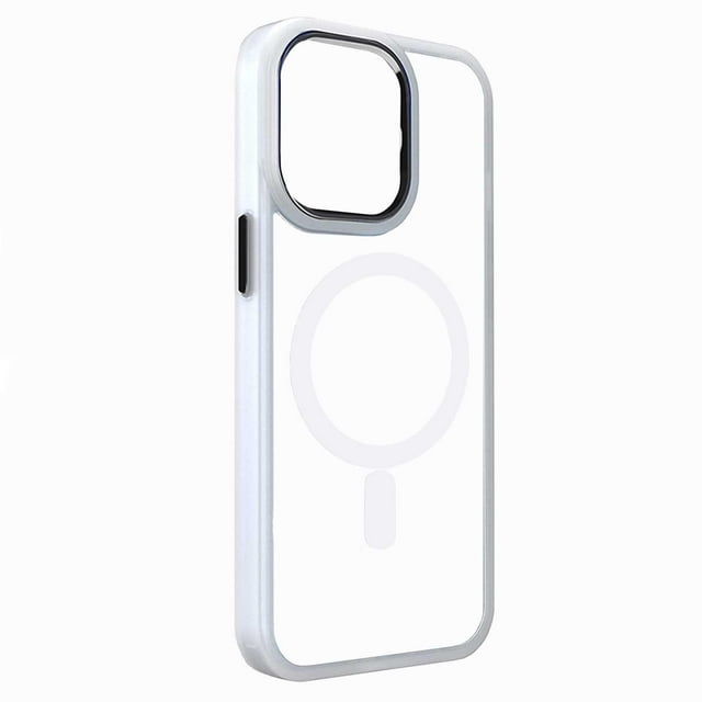 Funda TEKKU Clear Color para iPhone 15 PLUS Transp Blanco compatible con MagSafe