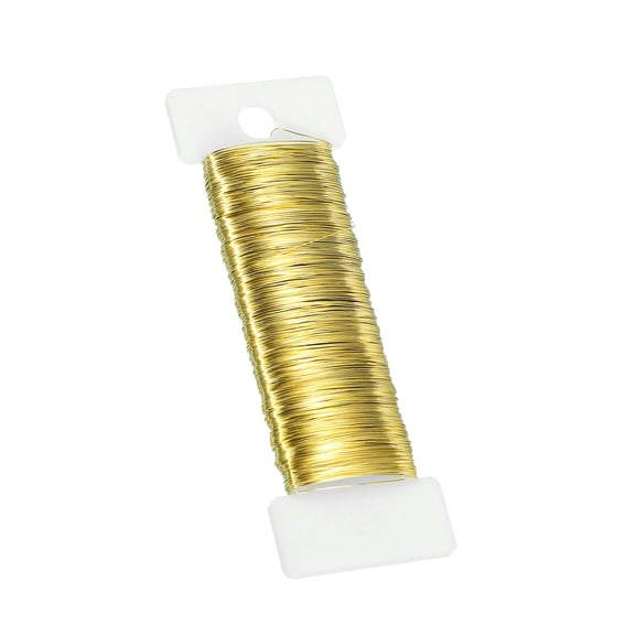 Uxcell 26 Gauge Floral Wire Flexible Paddle Wire 38 Yard Florist Wire Wreath for DIY decorations Wire Gold 1 Roll