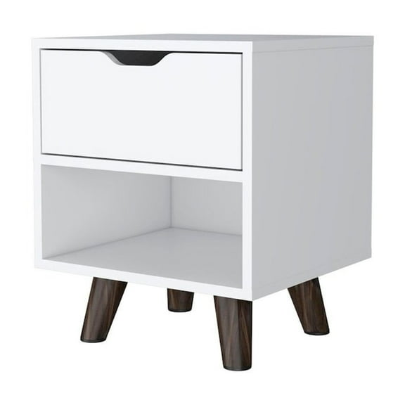 HomeRoots 19" White One Drawer Faux Wood Nightstand