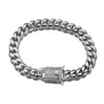 thumbnail image 3 of Men Women Stainless Steel Curb Cuban Link Miami Chain Zinc Oxide Zircon Clasp, 3 of 7
