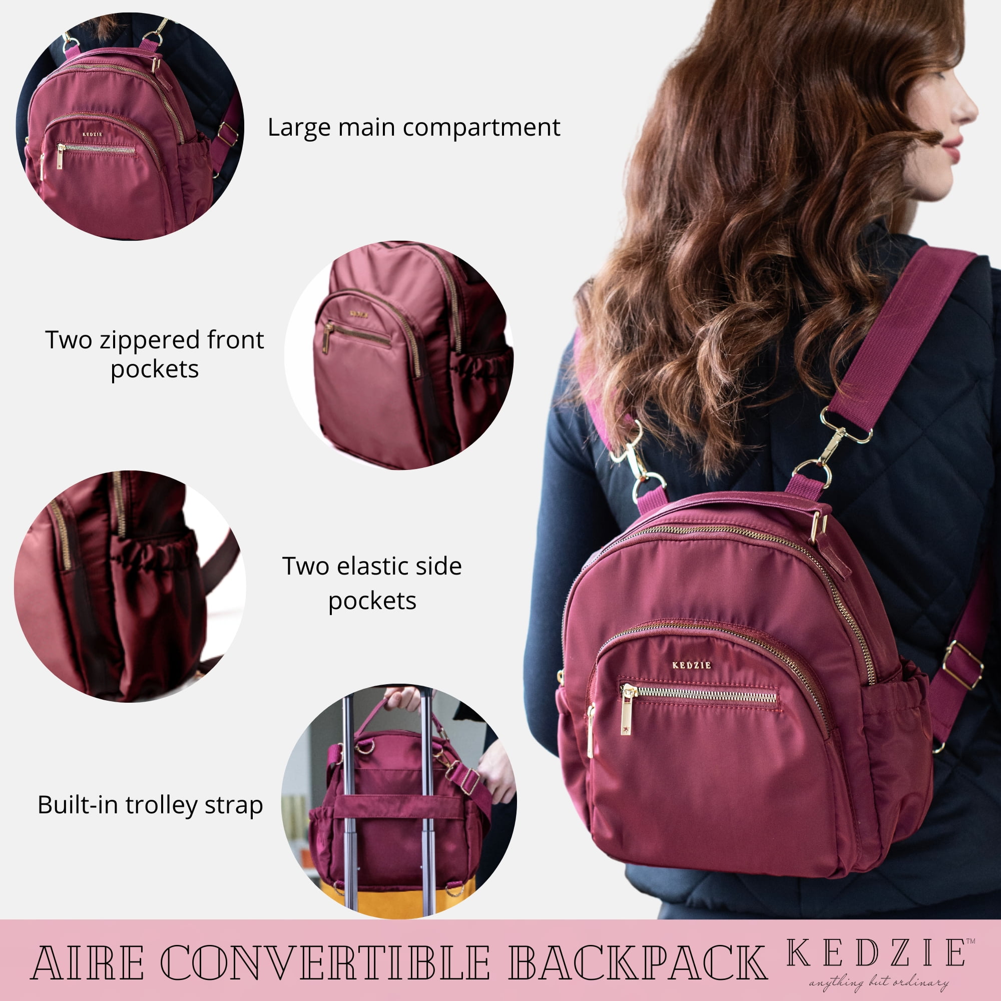 Kedzie Aire Convertible Backpack Crossbody Carry-On Bag, Navy (Women's)