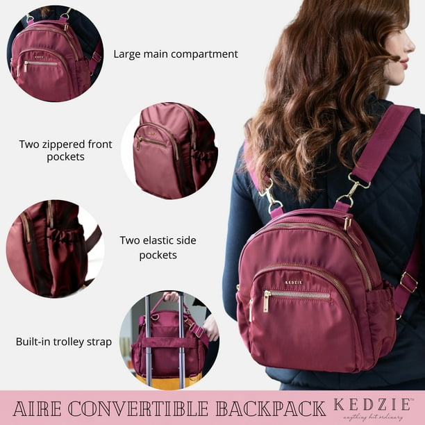 8041 Aire Convertible Backpack Purse Fashion Crossbody Carry On Bag - Navy KEDZIE, Aire Convertible Backpack, Navy, Women main image 3