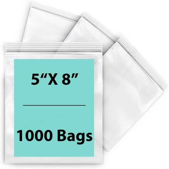 4 Mil Clear Reclosable Zipper Poly Bags with Resealable Zip Top Lock -5 x 8- (1000 Bags)