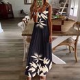 thumbnail image 1 of Staron Robes d'Été pour Femmes 2025 en Liquidation à Moins de 10 $ Robe d'Été Ample à Col en V Boho à Bretelles Spaghetti Sans Manches Robe de Plage Florale Décontractée pour Voyage et Vacances Longue Maxi, 1 of 5
