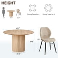 thumbnail image 3 of 47" Round Dining Table Set of 4, Natural Wood Kitchen Table with 4 Beige Boucle Dining Chairs, 3 of 7