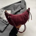 thumbnail image 3 of Velvet Material 2025 High Quality Zipper Shoulder Bag Solid Color Simple Fashionable Crossbody Bag Soft Western Style Handbag, 3 of 6