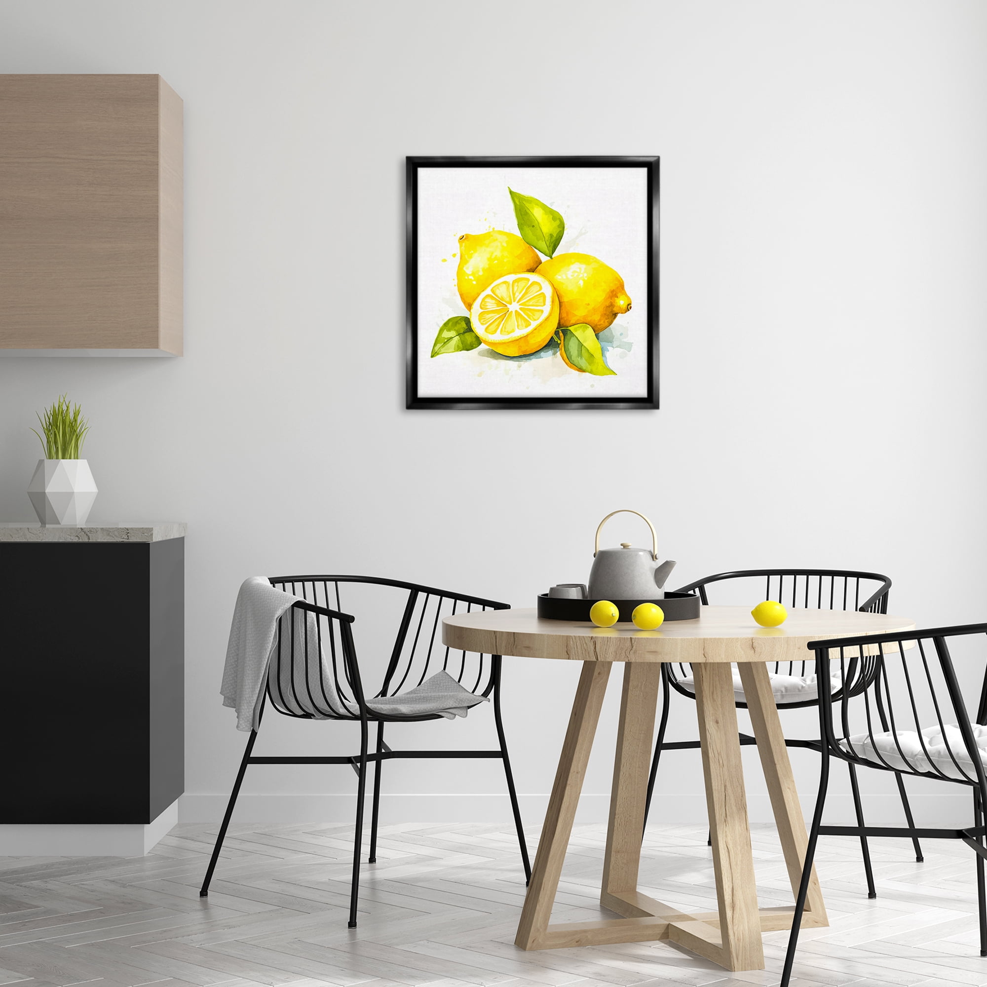 Stupell Industries Lemon Harvest Fruits Food & Beverage Painting Black Floater Framed Canvas Art Print Wall Art, 25 x 25