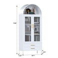 thumbnail image 3 of SUPEER 73" Tall Metal Arched Display Cabinet, Arched Storage Bookcase with Glass Doors and Two Drawers, Curio Cabinet, Kitchen Pantry Cabinet for Living Room, Assembly Required, White, 3 of 7