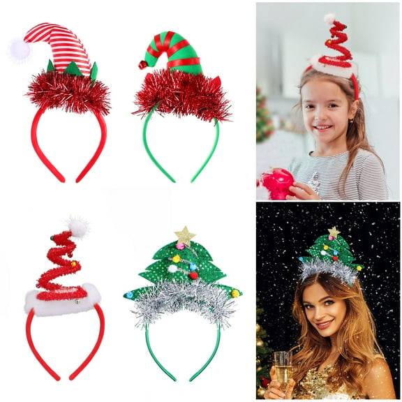 ETEREAUTY holiday headbands for women Christmas Headbands Plastic 4Set