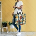 thumbnail image 4 of FORMRS Womens Canvas Tote Bag with Zipper Inner Pocket Shoulder Handbag, Yellow Geometric, 4 of 7