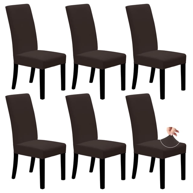 Fundas para sillas de comedor, fáciles de llevar, juego de 6 fundas para muebles, color chocolate