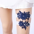 thumbnail image 3 of FRCOLOR Navy Blue Bridal Garter 1 Pair Adjustable for Wedding and Reception, 3 of 8