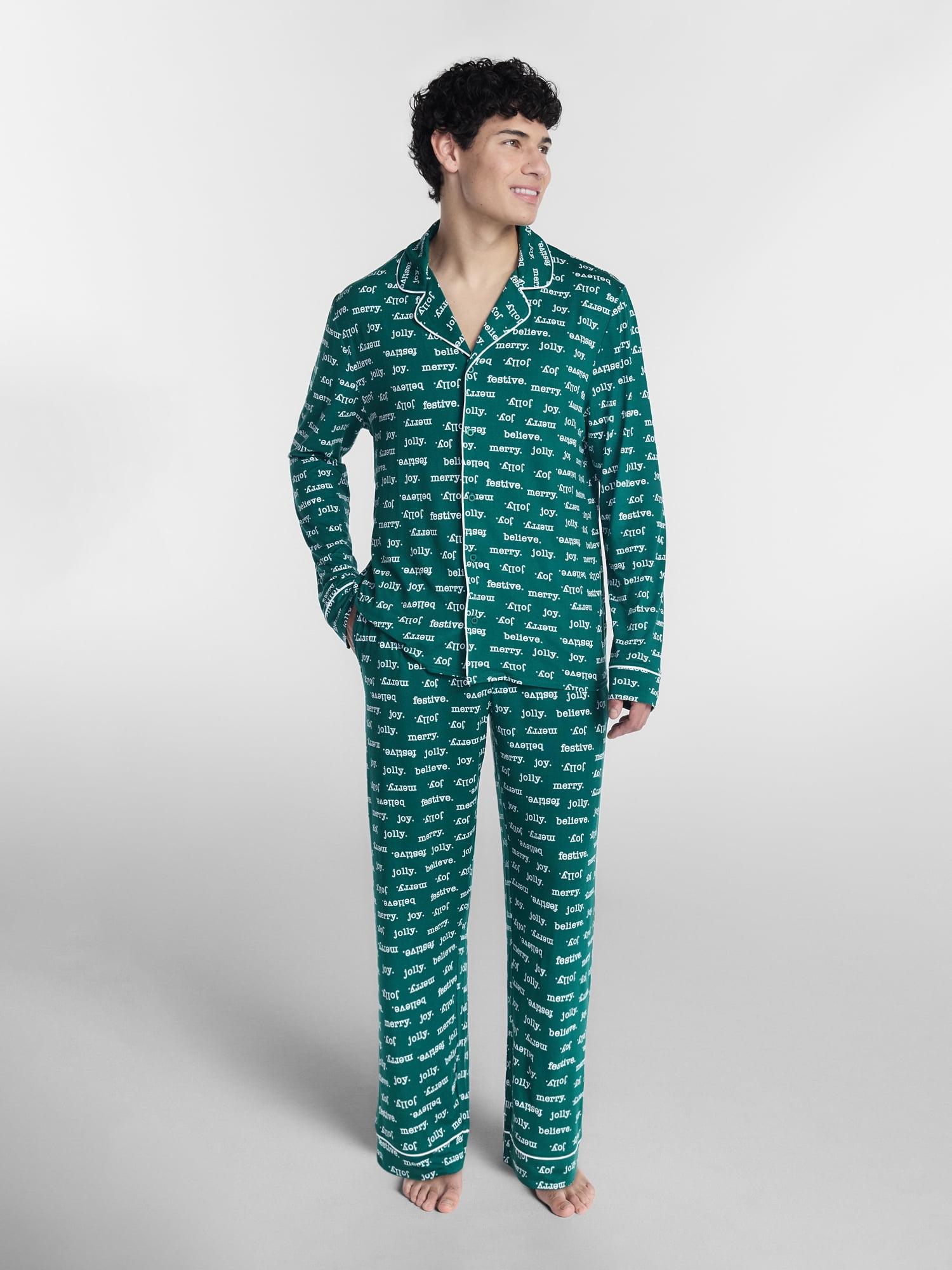 Holiday Time Matching Family Sleepwear Men's Top and Pants Set, 2-Piece, Sizes S-3XL