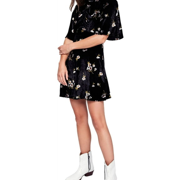 Free People Womens Be My Baby Mini Dress, Black, 0