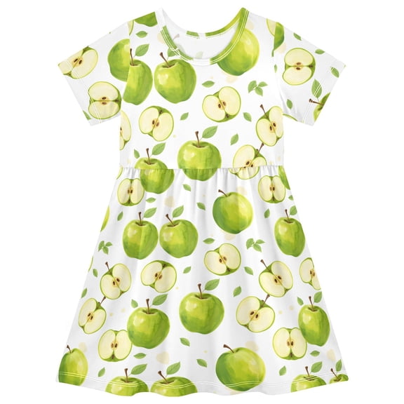 joogoo Apples Girls' Short Sleeve Dress Kids Dresses 5-6T