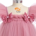 thumbnail image 5 of IBTOM CASTLE Toddler Baby Girls Tulle Tutu Dress Princess Flutter Sleeve Sequins Birthday Party Summer Beach Sundress with Headband 2-3 Years Dusty Pink, 5 of 8
