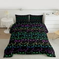 thumbnail image 2 of Manfei Kawaii Stripe Kitten Queen Comforter Set,Cartoon Cat Bedding Sets,Blue Purple Black Bedding Comforter Set For Girls Boys,Ultra Soft Home Decor Reversible,3-Piece, 2 of 8