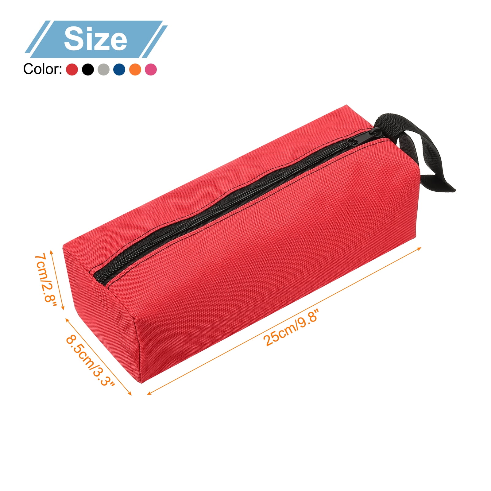 Uxcell 6pcs Zipper Utility Tool Bag 9.8x3.3x2.8 Inch Multi-purpose Oxford Cloth Tote Tool Pouch Small Organize Bags, 6 Color